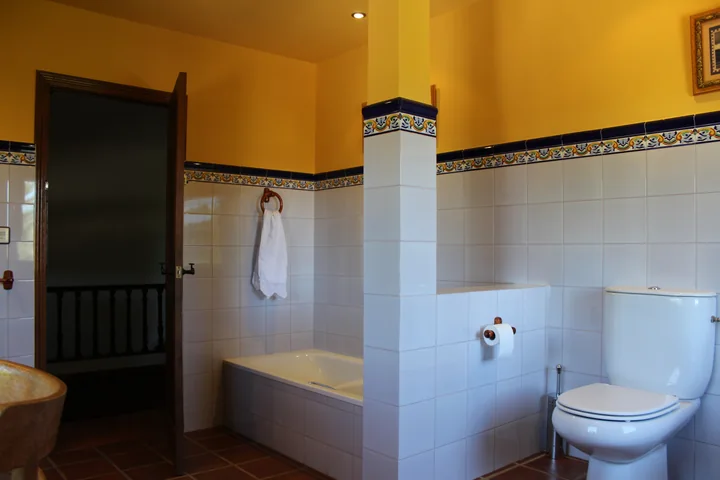 Interior · bañera del baño de arriba, separada de la ducha.